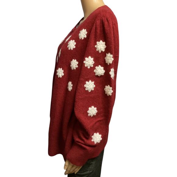 Belle Isle by torrid Button Front Cardigan embroidered size 2X red - Picture 2 of 10